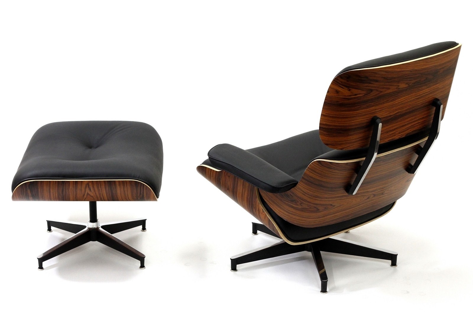 Eames Style Lounge Chair And Ottoman, Wood And Leather Chair